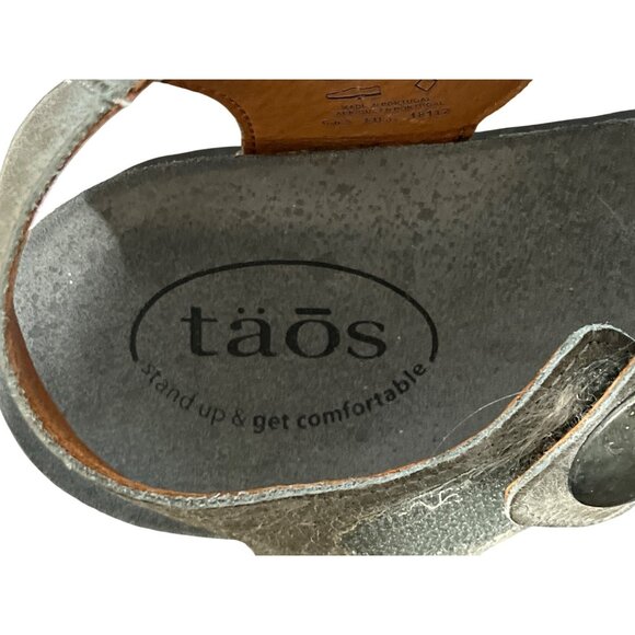 Taos Luckie Sandal Gray Leather Adjustable-Strap Cork-Sole EU 37 / US 6.-6.5 - Picture 5 of 9